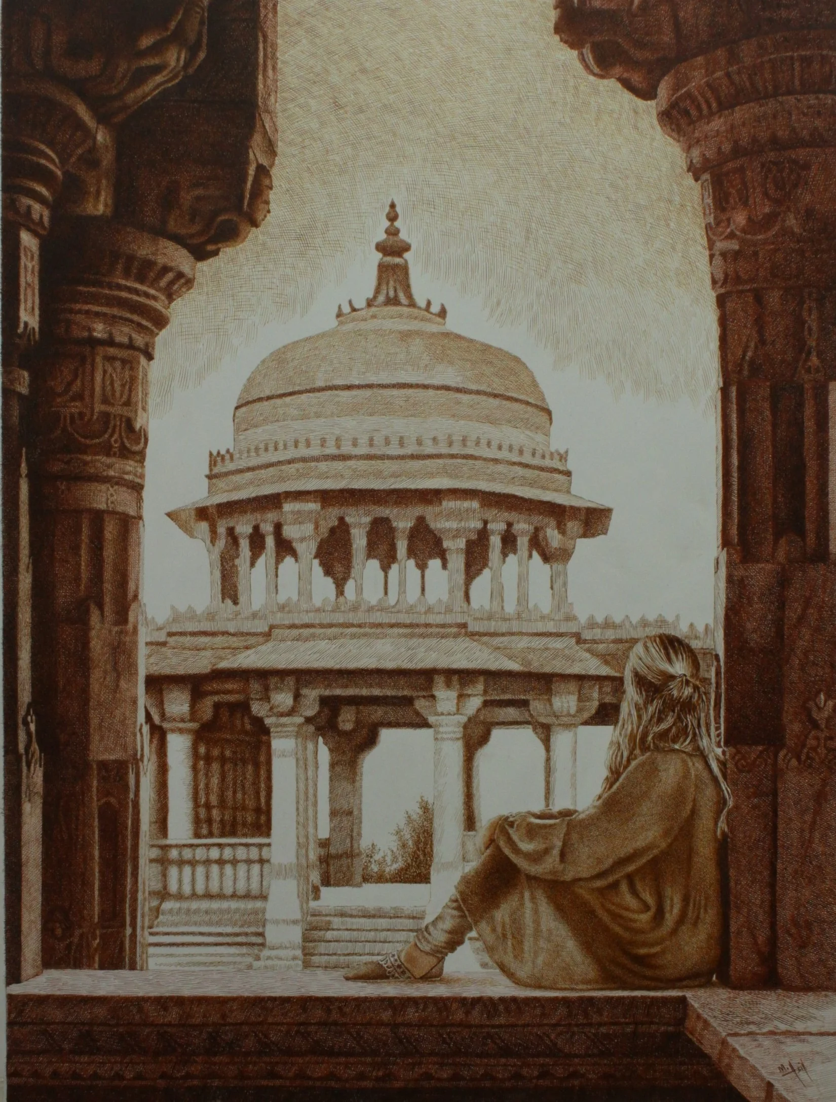 Architectural pen and ink drawing by Asif Ghayaz