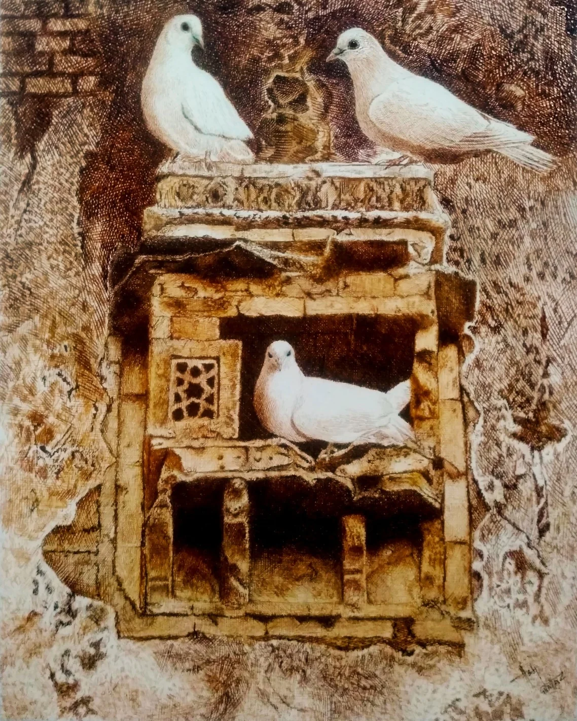 Architectural pen and ink drawing by Asif Ghayaz