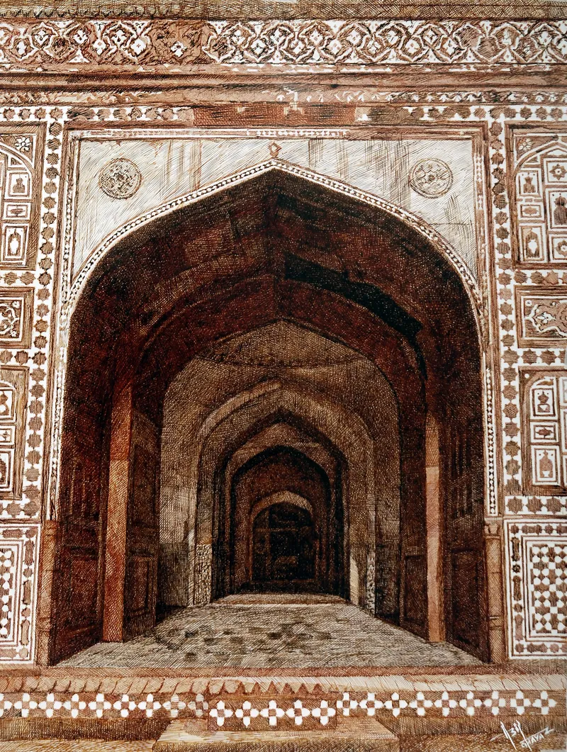 Pen and ink architectural drawing 04 by Asif Ghayaz