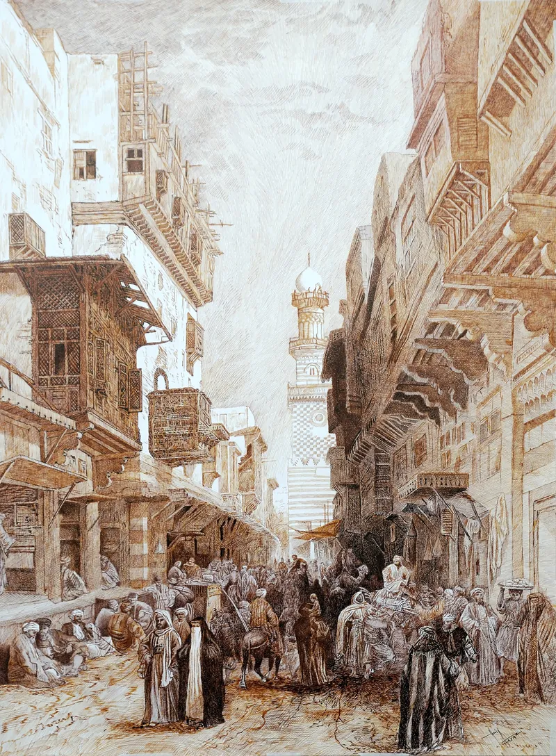 Pen and ink architectural drawing 07 by Asif Ghayaz