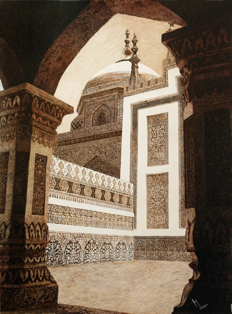Pen and ink architectural drawing 08 by Asif Ghayaz
