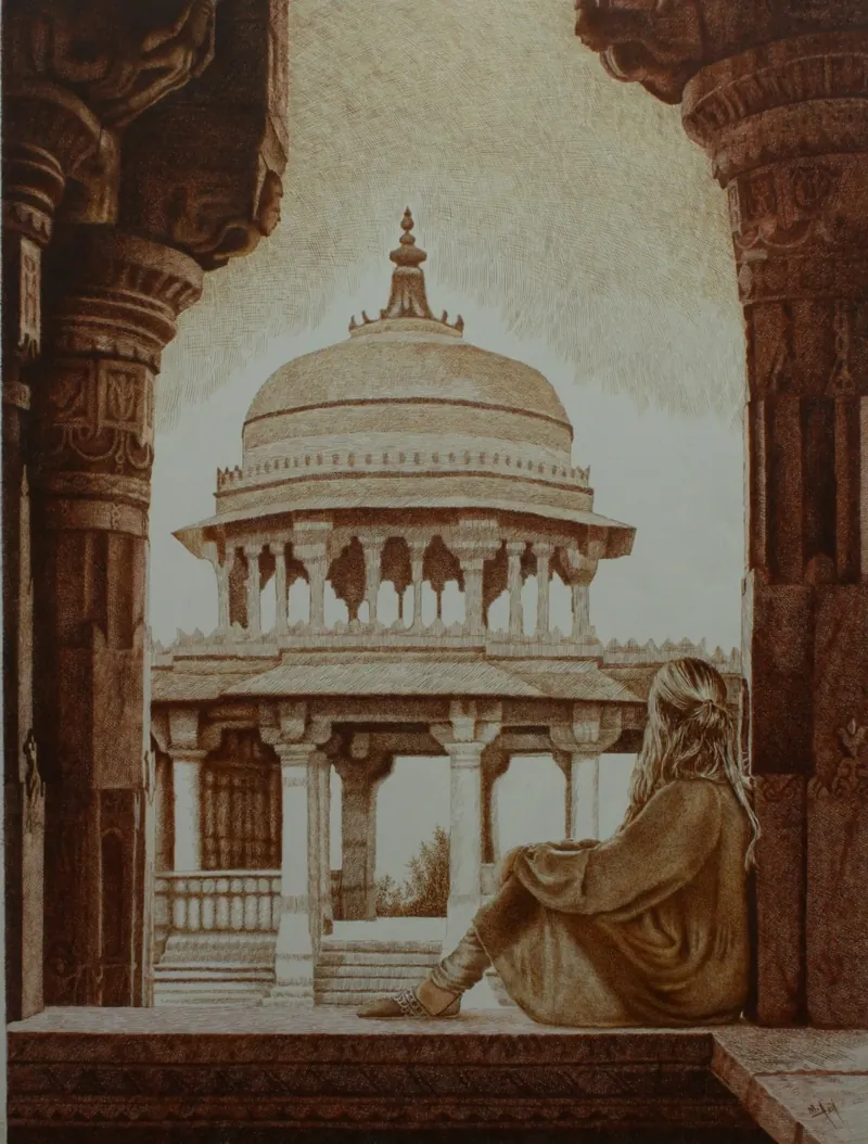 Pen and ink architectural drawing 10 by Asif Ghayaz